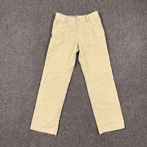 Under Armour Pants Boys Youth Tan Chino Slacks Loose Fit Golf Prep Size Small - Picture 1 of 6